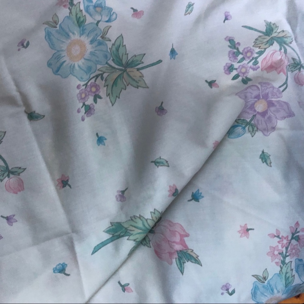Vintage Pastel Flowers Twin Flat Sheet